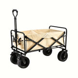 1PC Foldable Shopping Cart, Heavy Duty Collapsible Wagon with All-Terrain 10cm Wheels, Load 150kg, Portable 160 Liter Large Capacity Beach Wagon, Camping, Garden, Beach Day, Picnics, Shopping, Outdoor Grocery Cart with Adjustable Handle