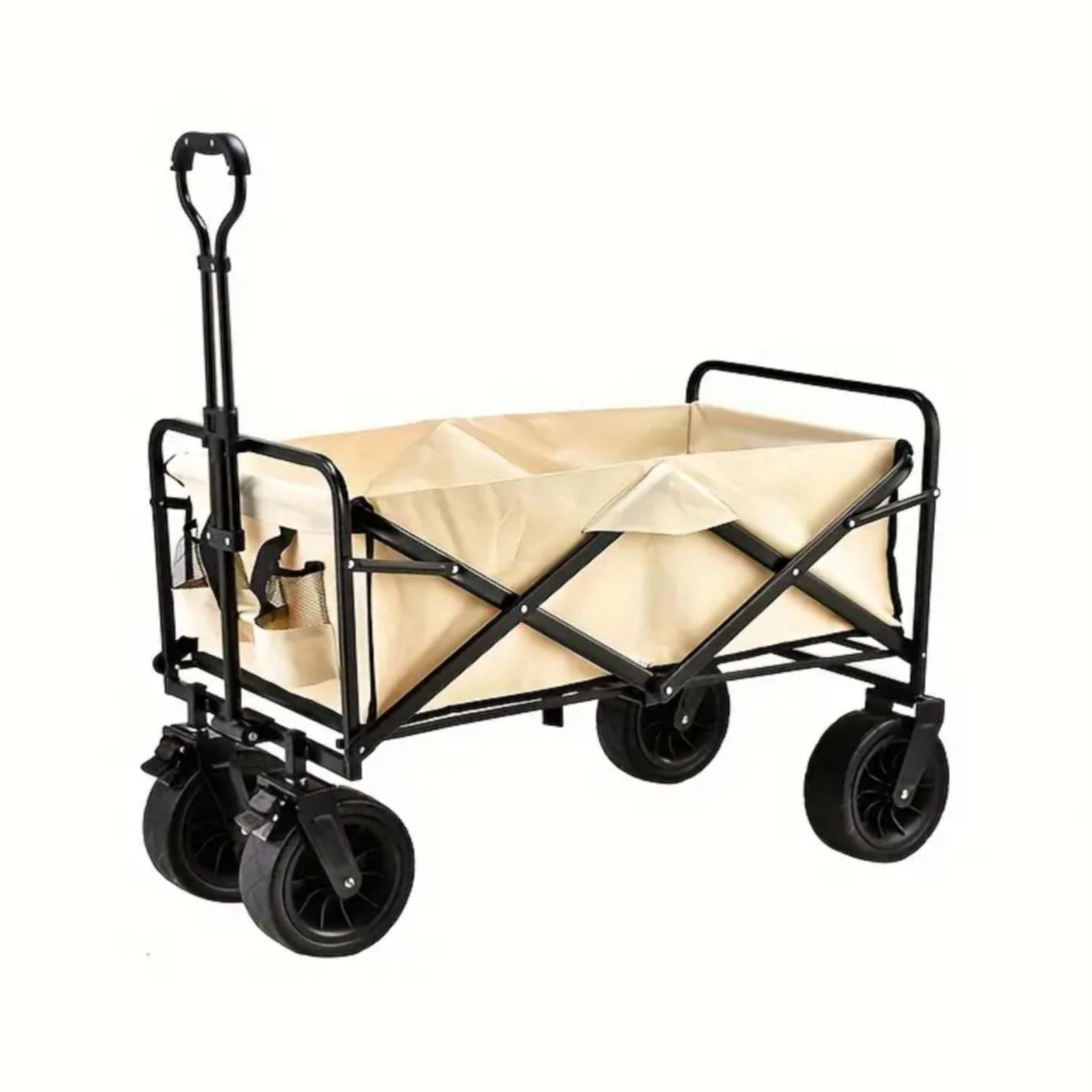 1PC Foldable Shopping Cart, Heavy Duty Collapsible Wagon with All-Terrain 10cm Wheels, Load 150kg, Portable 160 Liter Large Capacity Beach Wagon, Camping, Garden, Beach Day, Picnics, Shopping, Outdoor Grocery Cart with Adjustable Handle