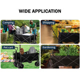 1PC Foldable Shopping Cart, Heavy Duty Collapsible Wagon with All-Terrain 10cm Wheels, Load 150kg, Portable 160 Liter Large Capacity Beach Wagon, Camping, Garden, Beach Day, Picnics, Shopping, Outdoor Grocery Cart with Adjustable Handle