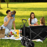 1PC Foldable Shopping Cart, Heavy Duty Collapsible Wagon with All-Terrain 10cm Wheels, Load 150kg, Portable 160 Liter Large Capacity Beach Wagon, Camping, Garden, Beach Day, Picnics, Shopping, Outdoor Grocery Cart with Adjustable Handle