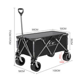 Heavy Duty Folding Cart, Large Capacity Collapsible Wagon with Double Brakes Utility Cart with All Terrain Wheels for Camping, Garden, Beach Day, Picnics, Shopping, Outdoor Use