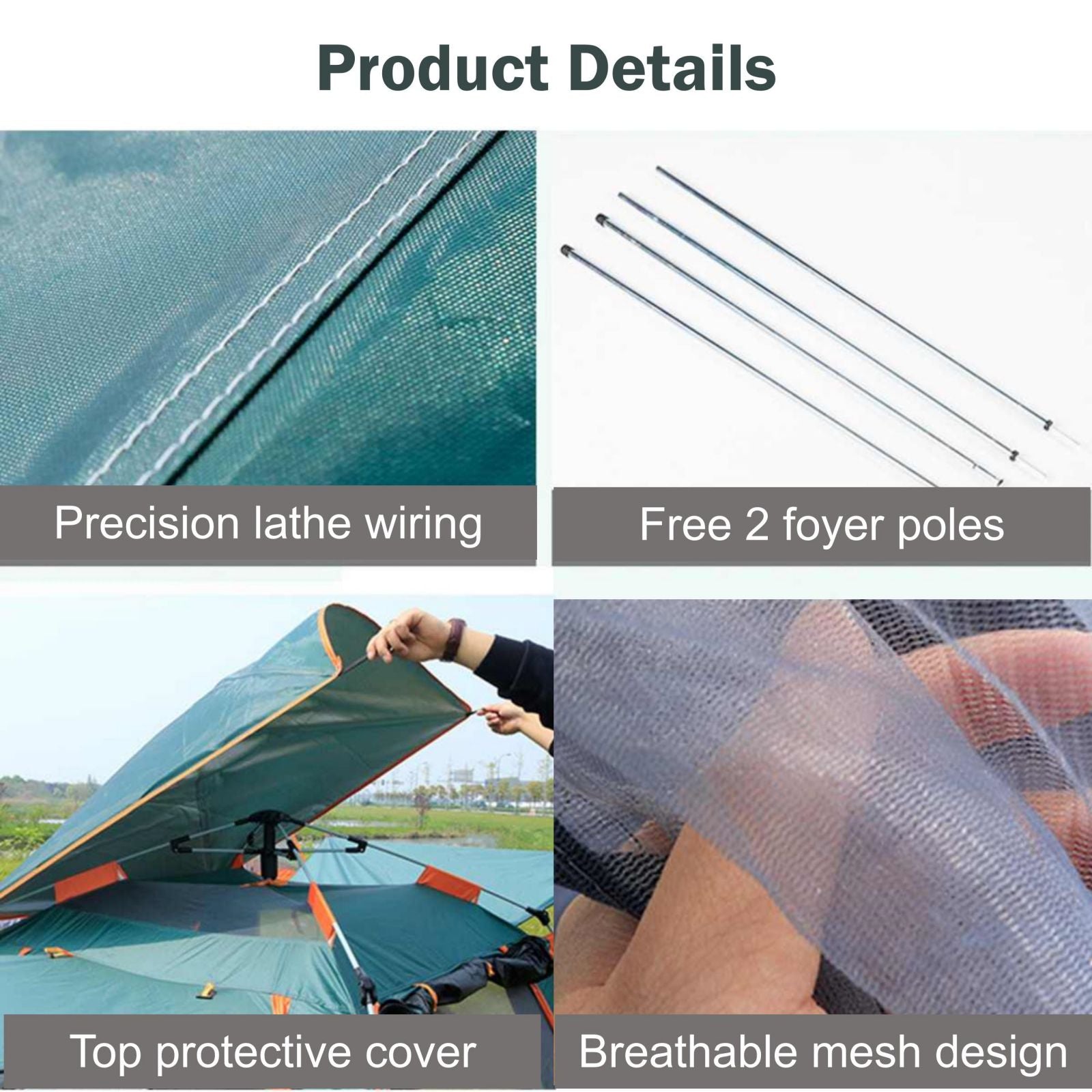 Instant Pop Up Tent for Hiking 2/3 Person Camping Tents, Waterproof Windproof Family Tent with Top Rainfly, Easy Set Up, Portable with Carry Bag, with UV Protection