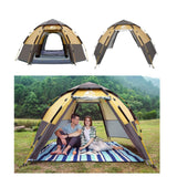 Waterproof Instant Camping Tent 4/5/6 Person Easy Quick Setup Dome Hexagonal Family Tents for Camping, Double Layer Flysheet Can be Used as Beach Shelter