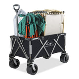 Heavy Duty Folding Cart, Large Capacity Collapsible Wagon with Double Brakes Utility Cart with All Terrain Wheels for Camping, Garden, Beach Day, Picnics, Shopping, Outdoor Use