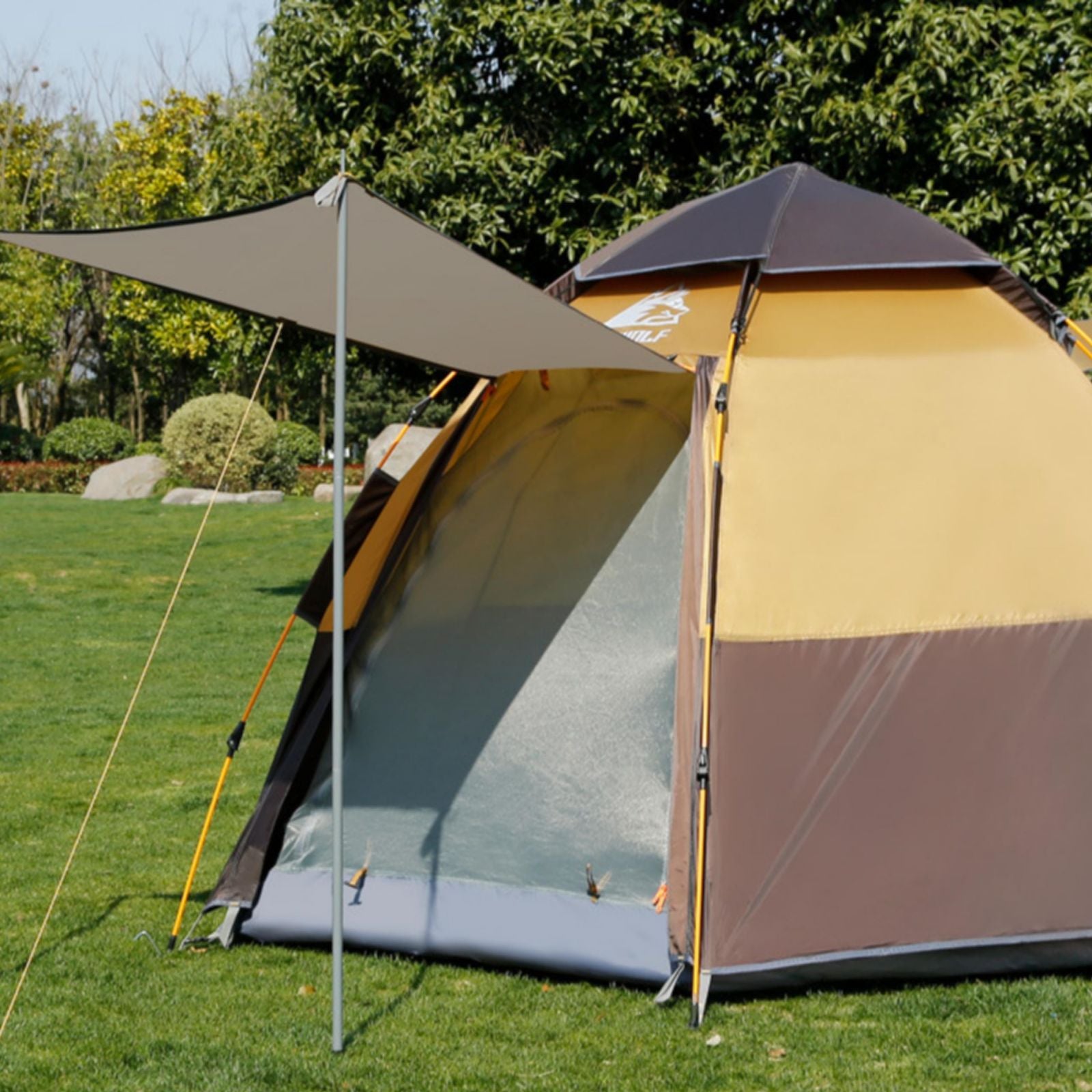 Waterproof Instant Camping Tent 4/5/6 Person Easy Quick Setup Dome Hexagonal Family Tents for Camping, Double Layer Flysheet Can be Used as Beach Shelter