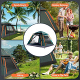 Instant Pop Up Tent for Hiking 2/3 Person Camping Tents, Waterproof Windproof Family Tent with Top Rainfly, Easy Set Up, Portable with Carry Bag, with UV Protection