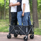 Heavy Duty Folding Cart, Large Capacity Collapsible Wagon with Double Brakes Utility Cart with All Terrain Wheels for Camping, Garden, Beach Day, Picnics, Shopping, Outdoor Use