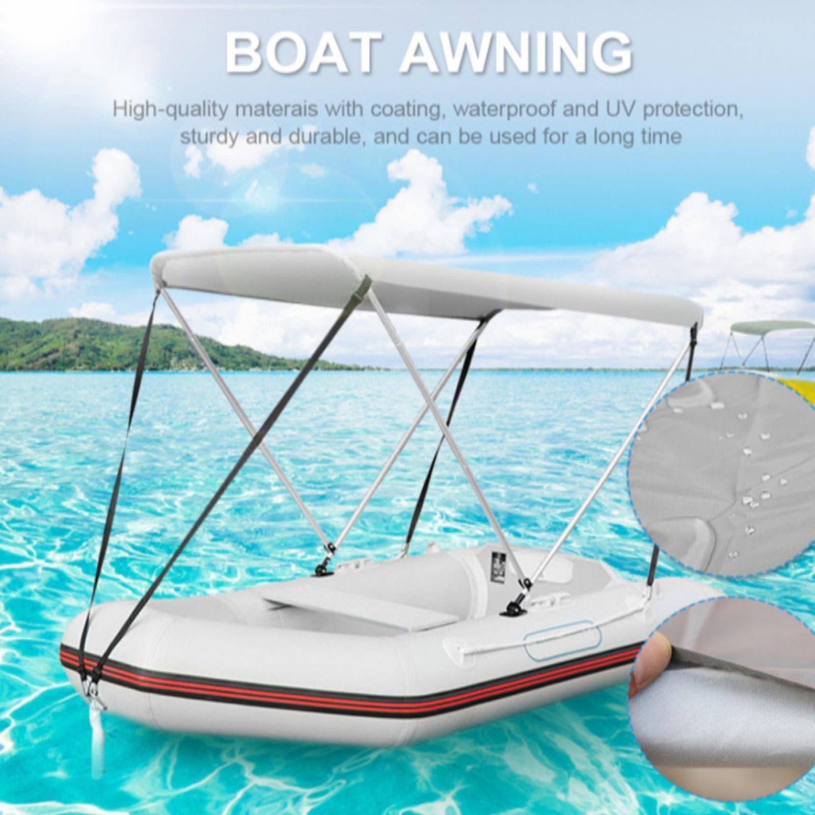 Boat Sun Shade Shelter For 2-4 Persons Inflatable Kayak Awning Canopy