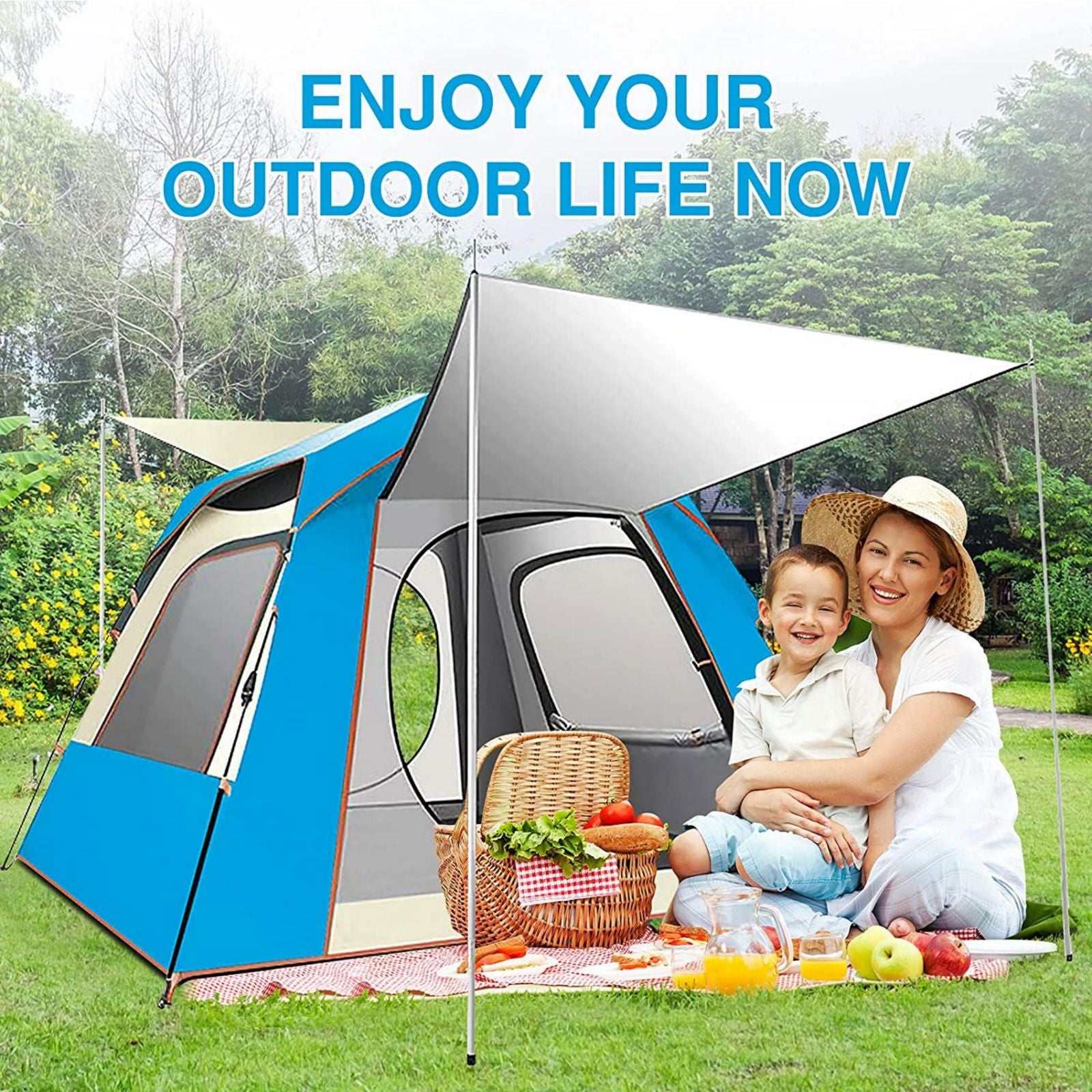 Instant Pop Up Tent for Hiking 2/3 Person Camping Tents, Waterproof Windproof Family Tent with Top Rainfly, Easy Set Up, Portable with Carry Bag, with UV Protection