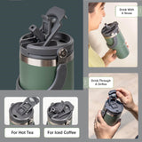 Stainless Steel Travel Mug with Leak-proof 2-in-1 Straw and Sip Lid, Vacuum Insulated Coffee Mug for Car, Office, Perfect Gifts, Keeps Liquids Hot or Cold