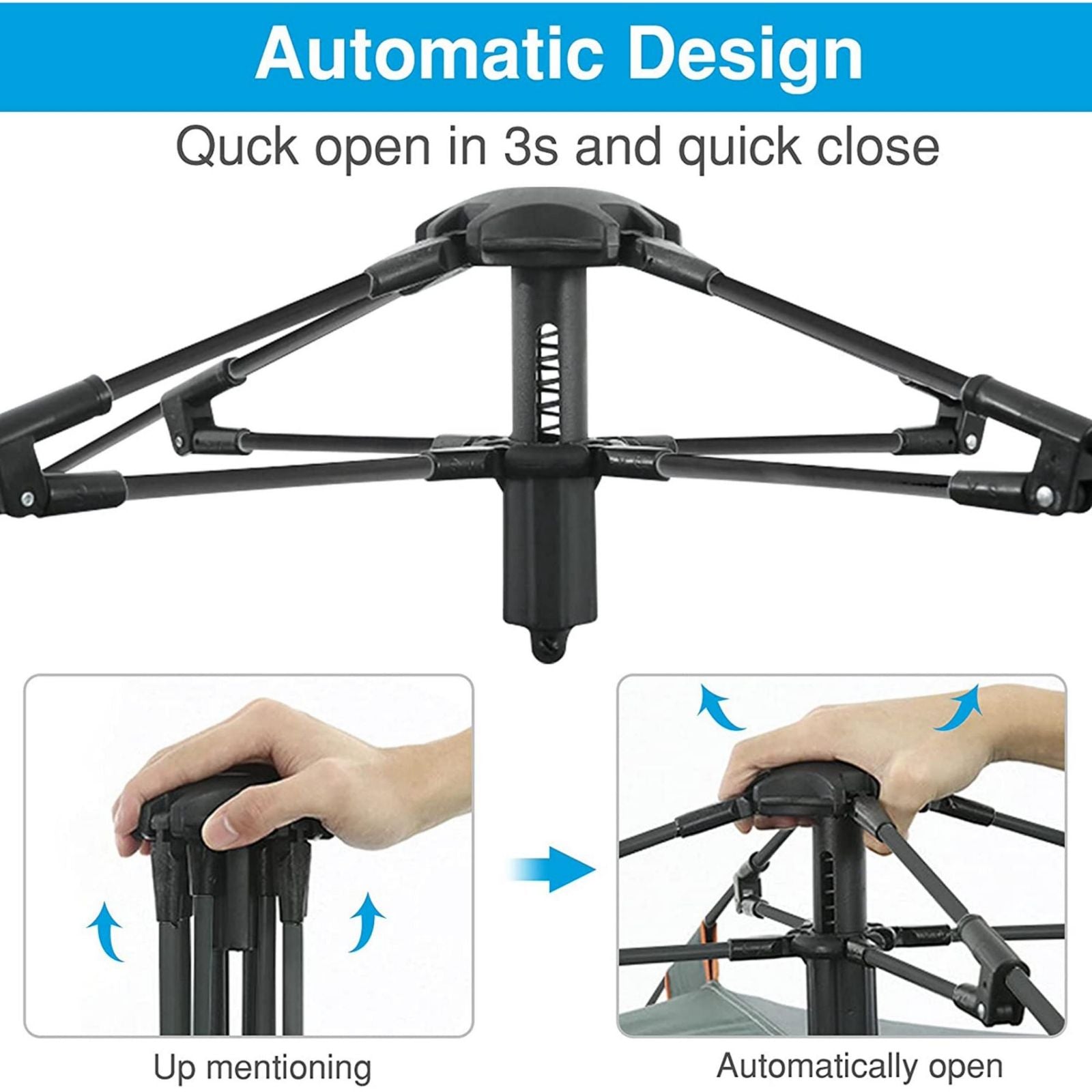 Instant Pop Up Tent for Hiking 2/3 Person Camping Tents, Waterproof Windproof Family Tent with Top Rainfly, Easy Set Up, Portable with Carry Bag, with UV Protection
