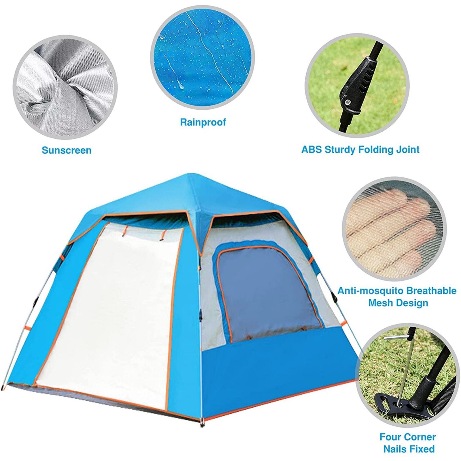 Instant Pop Up Tent for Hiking 2/3 Person Camping Tents, Waterproof Windproof Family Tent with Top Rainfly, Easy Set Up, Portable with Carry Bag, with UV Protection