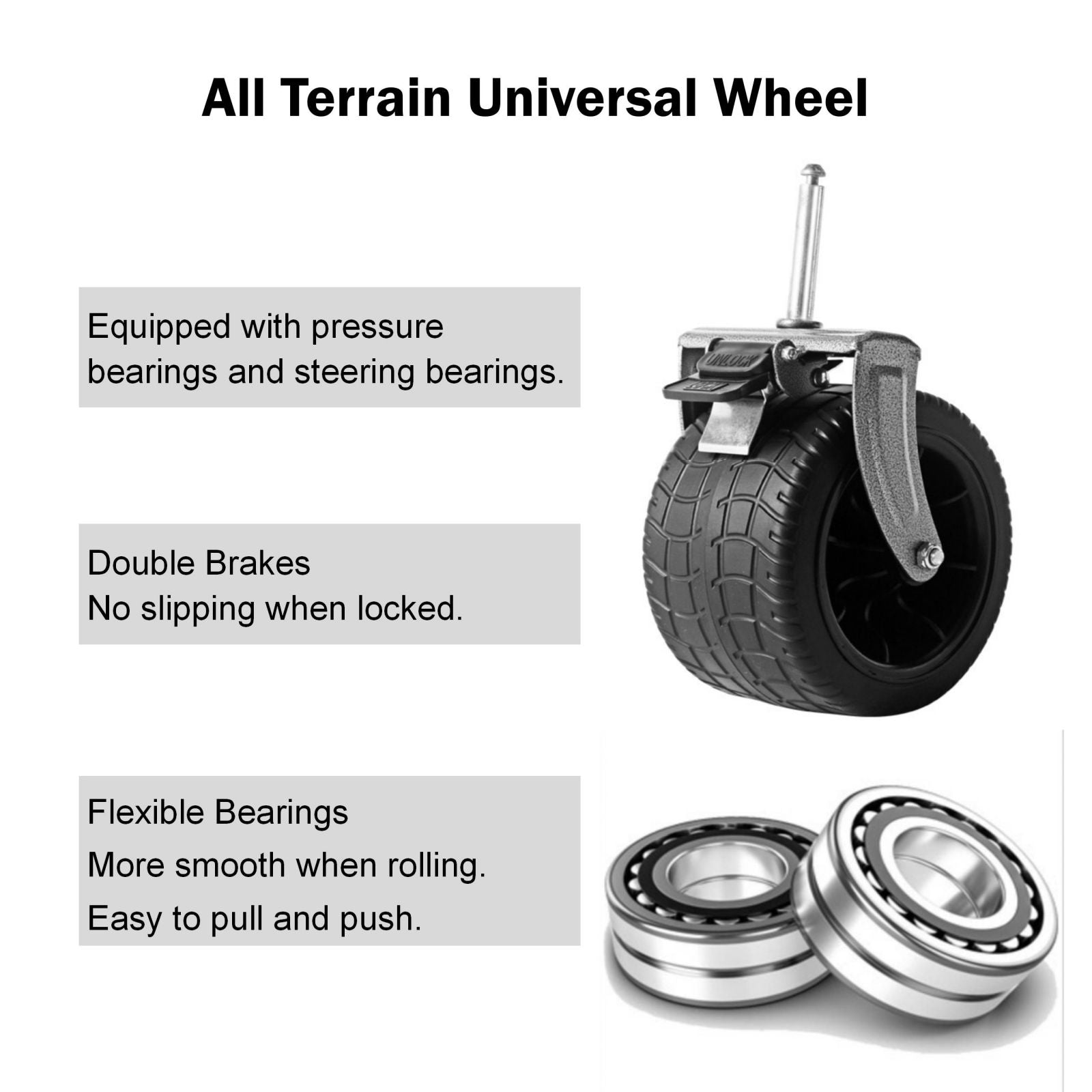 Heavy Duty Folding Cart, Large Capacity Collapsible Wagon with Double Brakes Utility Cart with All Terrain Wheels for Camping, Garden, Beach Day, Picnics, Shopping, Outdoor Use