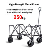 Heavy Duty Folding Cart, Large Capacity Collapsible Wagon with Double Brakes Utility Cart with All Terrain Wheels for Camping, Garden, Beach Day, Picnics, Shopping, Outdoor Use