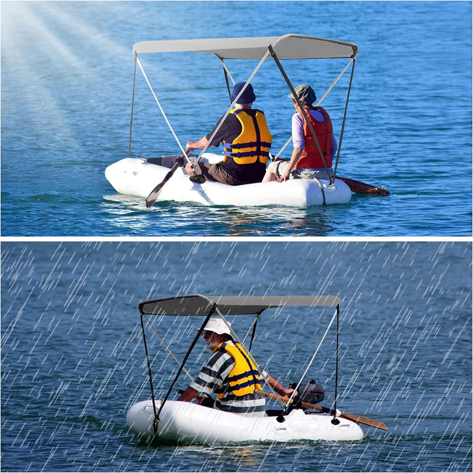 Boat Sun Shade Shelter For 2-4 Persons Inflatable Kayak Awning Canopy