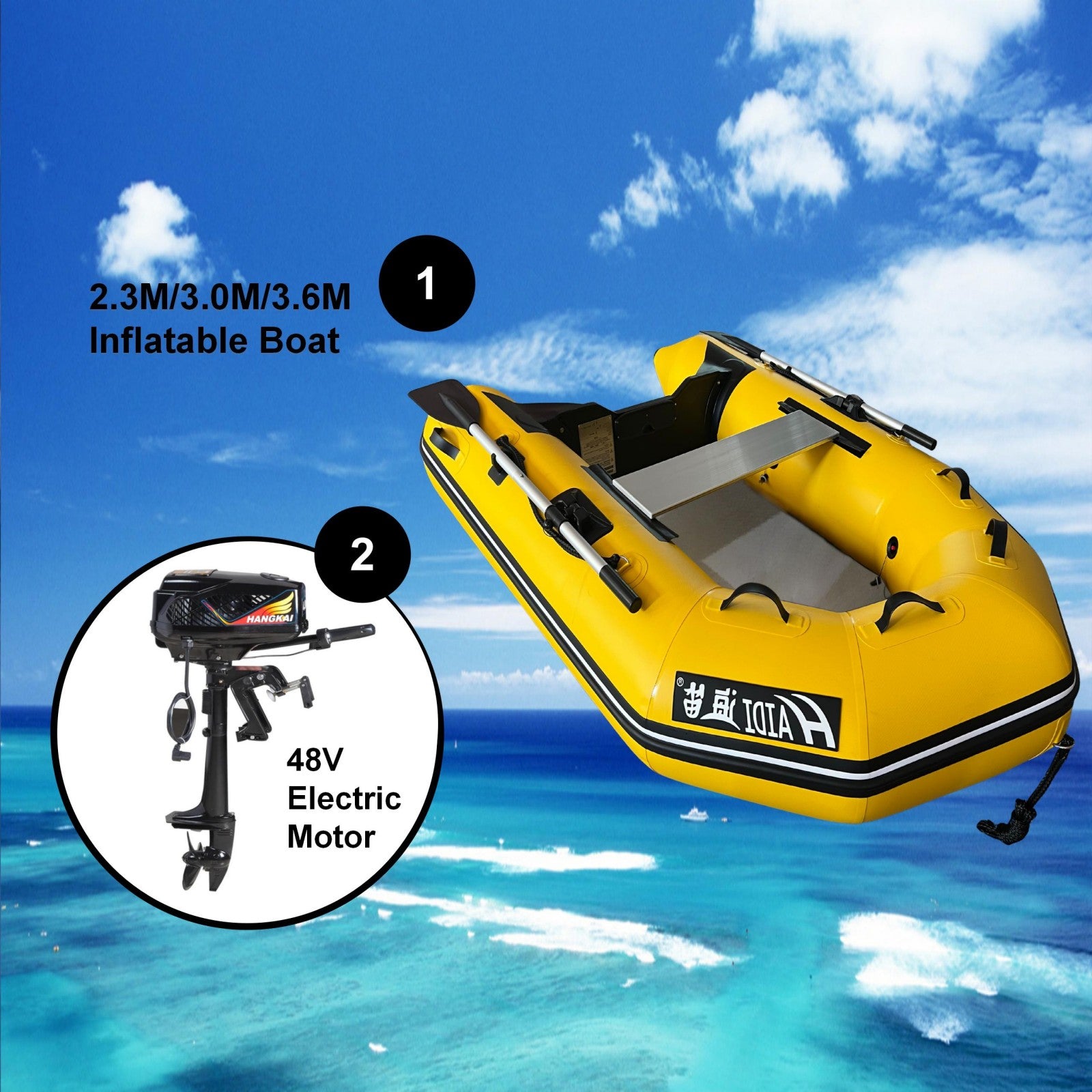 2.3M/3.0M/3.6M Inflatable Dinghy + 48V Electric Motor 2in1 Set