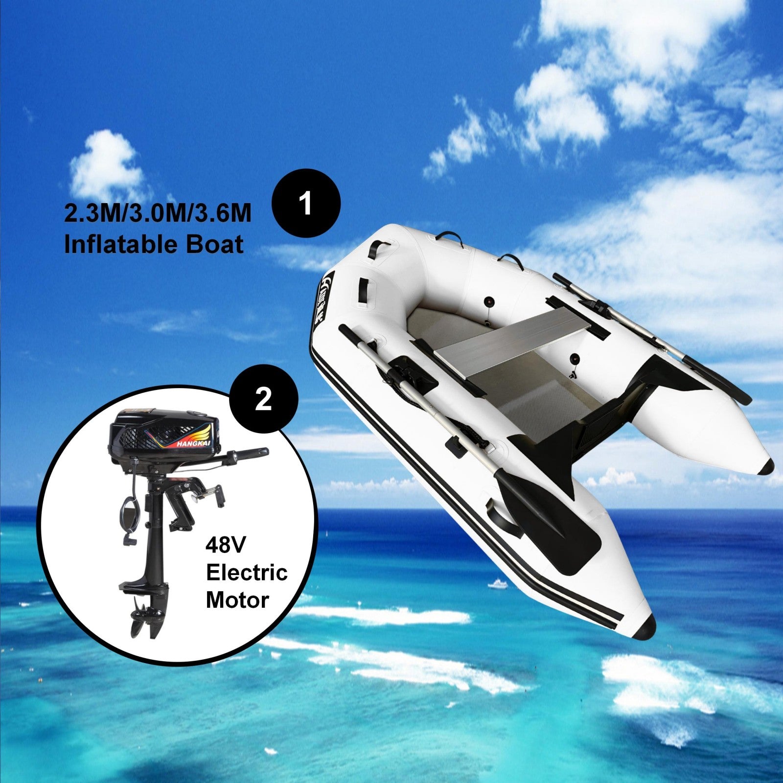 2.3M/3.0M/3.6M Inflatable Dinghy + 48V Electric Motor 2in1 Set