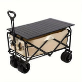 1PC Foldable Shopping Cart, Heavy Duty Collapsible Wagon with All-Terrain 10cm Wheels, Load 150kg, Portable 160 Liter Large Capacity Beach Wagon, Camping, Garden, Beach Day, Picnics, Shopping, Outdoor Grocery Cart with Adjustable Handle
