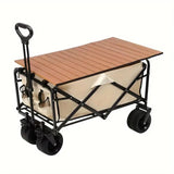 1PC Foldable Shopping Cart, Heavy Duty Collapsible Wagon with All-Terrain 10cm Wheels, Load 150kg, Portable 160 Liter Large Capacity Beach Wagon, Camping, Garden, Beach Day, Picnics, Shopping, Outdoor Grocery Cart with Adjustable Handle