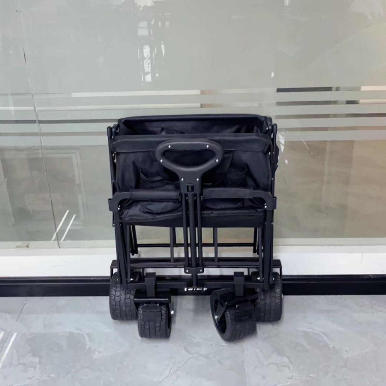 1PC Foldable Shopping Cart, Heavy Duty Collapsible Wagon with All-Terrain 10cm Wheels, Load 150kg, Portable 160 Liter Large Capacity Beach Wagon, Camping, Garden, Beach Day, Picnics, Shopping, Outdoor Grocery Cart with Adjustable Handle