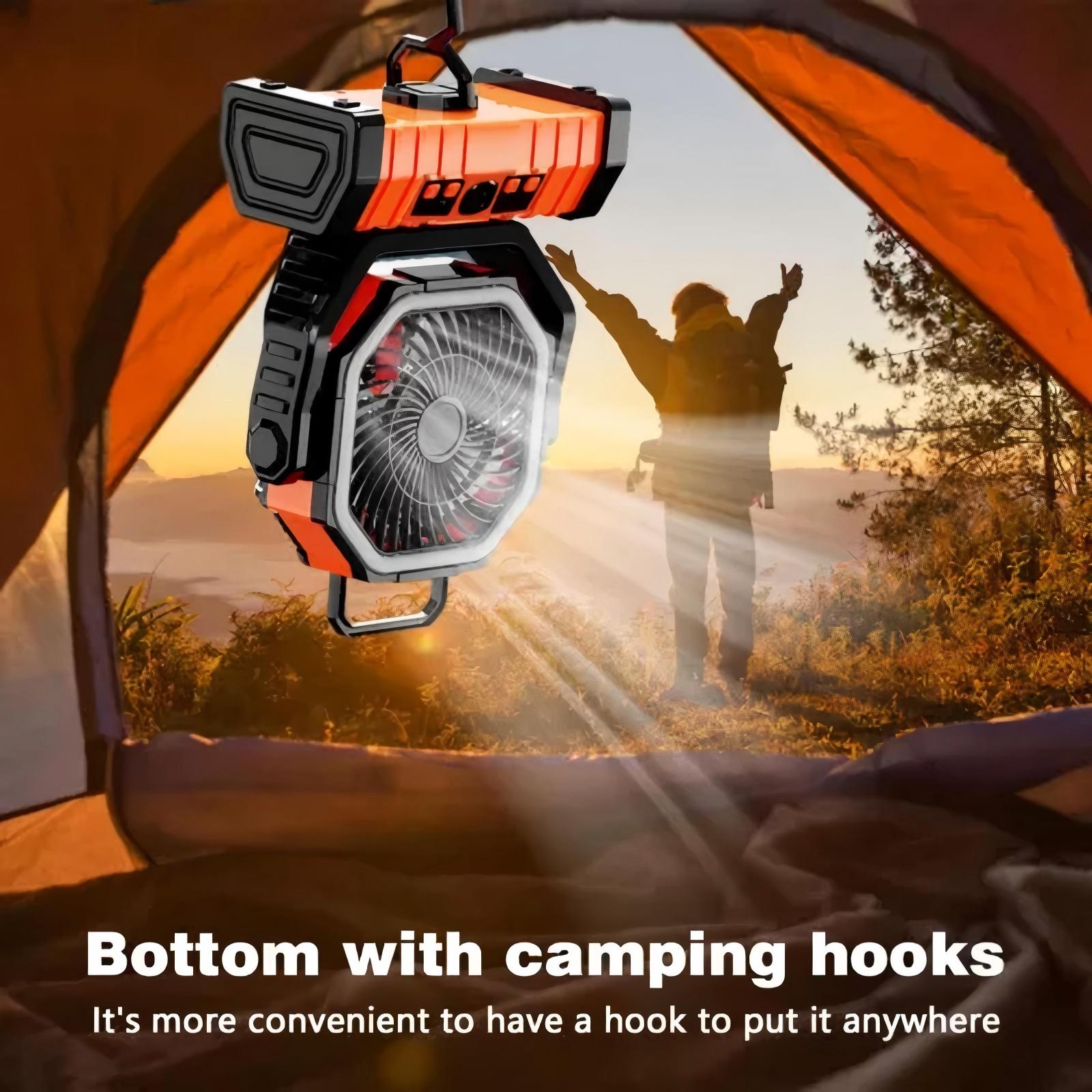 Portable Camping Fan with LED Lantern Light 20000mAh