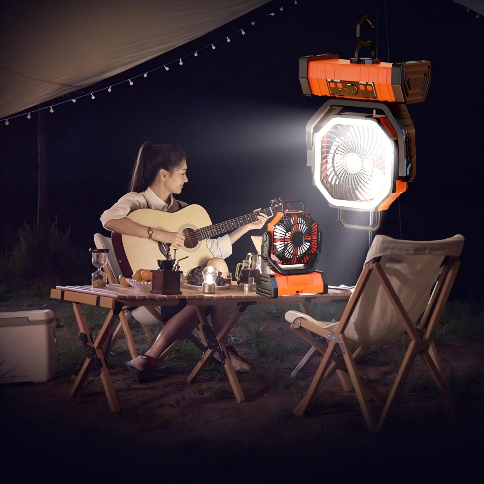 Portable Camping Fan with LED Lantern Light 20000mAh