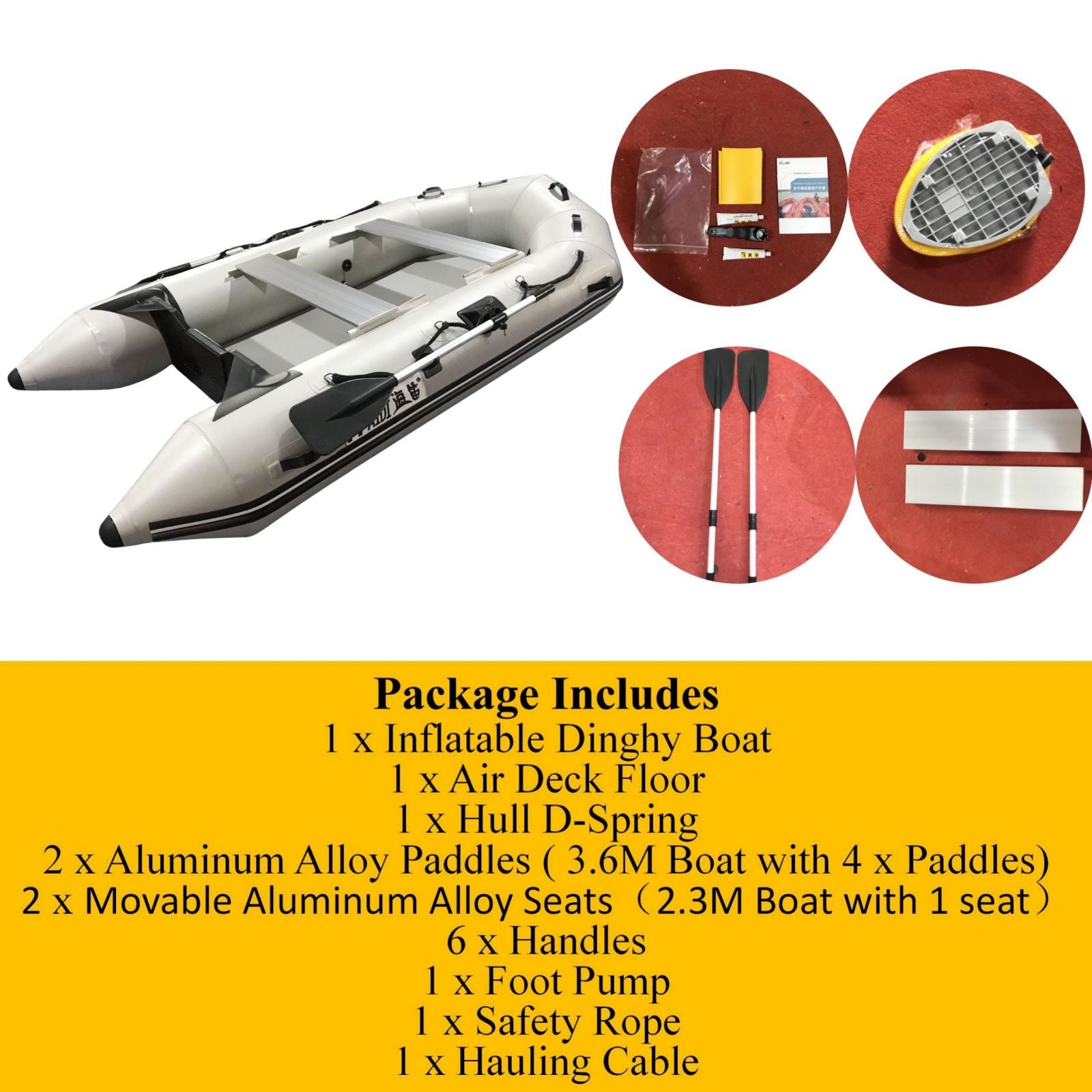 2.3M/3.0M/3.6M Inflatable Boat Dinghy Tender Pontoon Rescue & Dive Boat Fishing Boat with Hard Air-Deck Floor