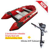 Upgraded Inflatable Assault Boat with Aluminum Alloy Deck + 4 Stroke Outboard Motor 2 in 1 Set (Presale)