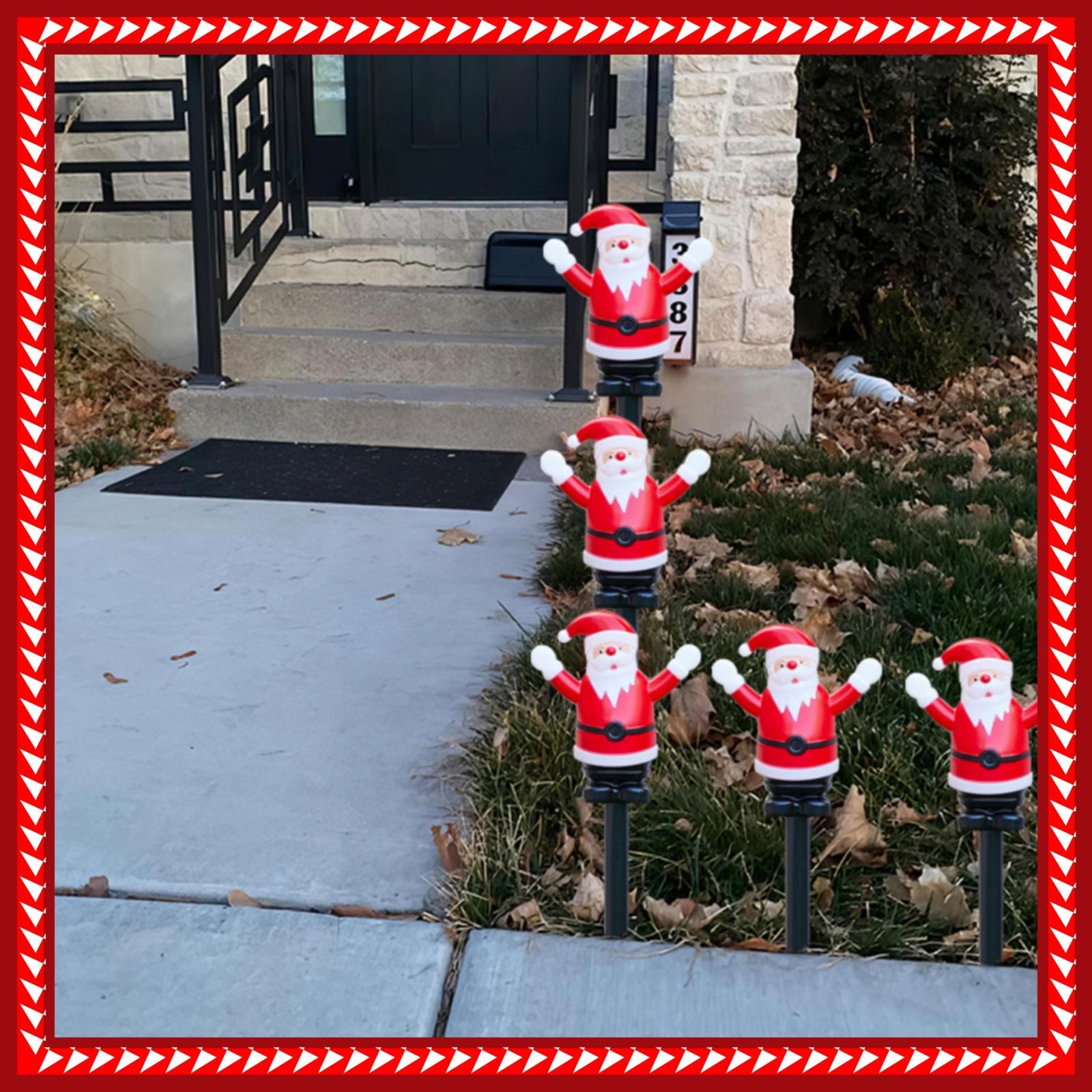 2 Sets Christmas Decorations Outside, 5 in 1 Christmas Santa Claus String Lights with Stainless Steel Stakes, Battery Operated Pathway Lights with IP65 Waterproof Lights for Patio Yard Porch