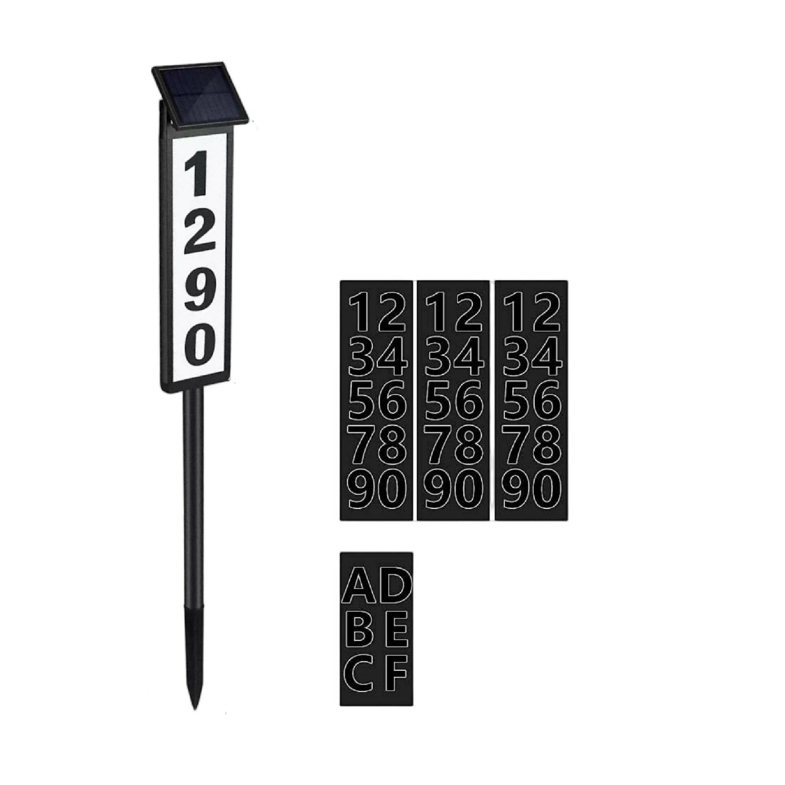 Solar House Number Light House Address Digital Illuminated Ground Plug Sign Automatically Waterproof House Light White and Warm Light