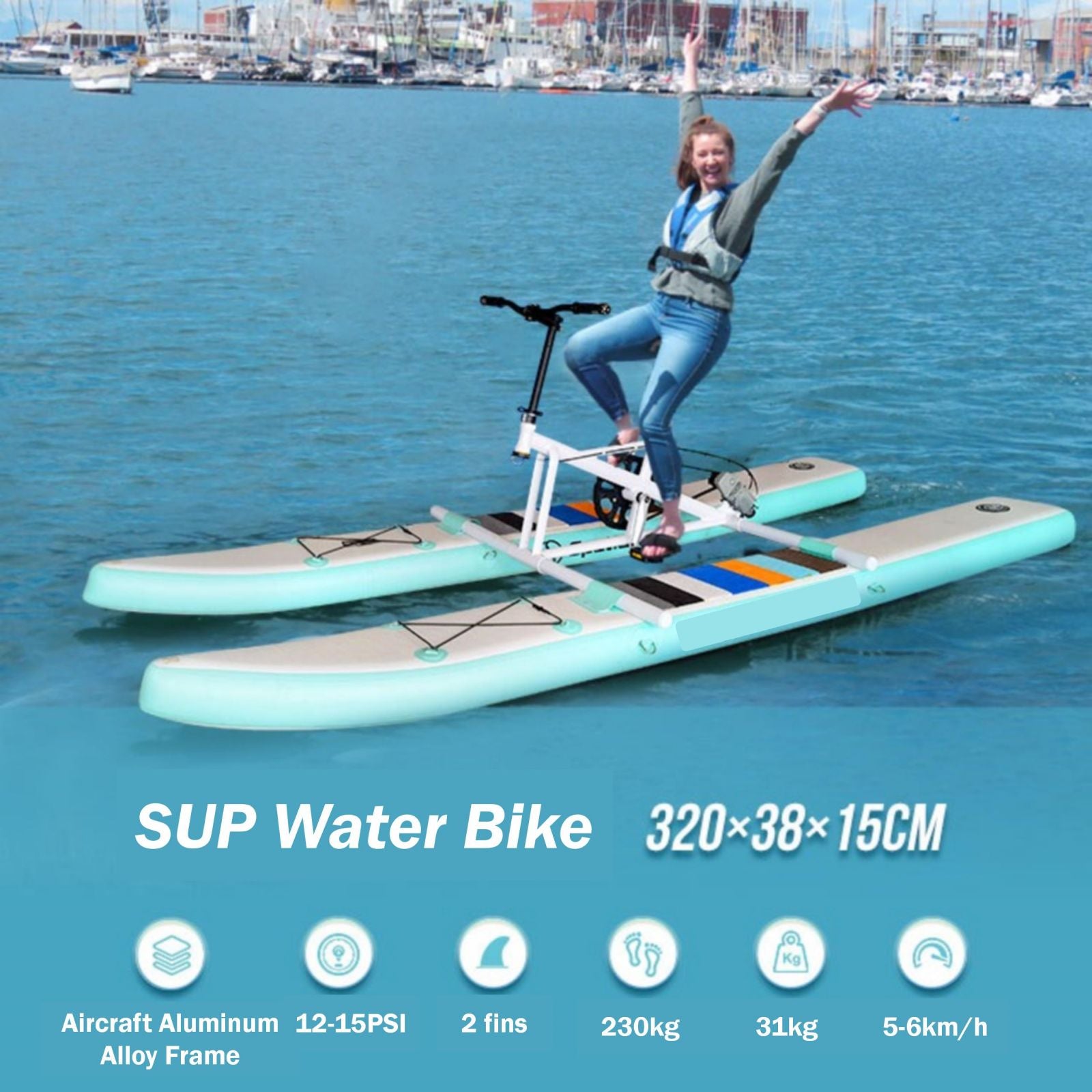 Inflatable Water Bike For Water Sport Portable Yacht Kayak Boatbike Sea Pedal Bicycle Boat for Aquatic Parks