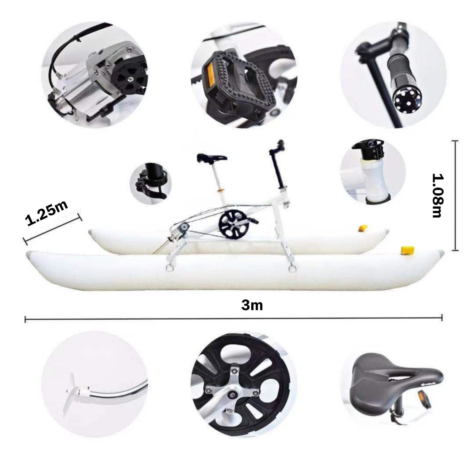 Inflatable Water Bike For Water Sport Portable Yacht Kayak Boatbike Sea Pedal Bicycle Boat for Aquatic Parks