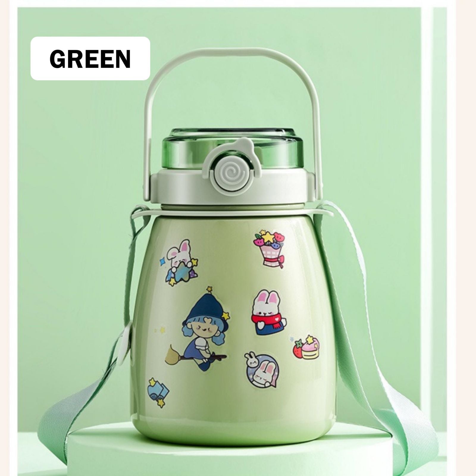 Big Belly Stainless Steel Water Bottles Leaf Proof 1000ml Large Capacity (Keep Cold and Warm)