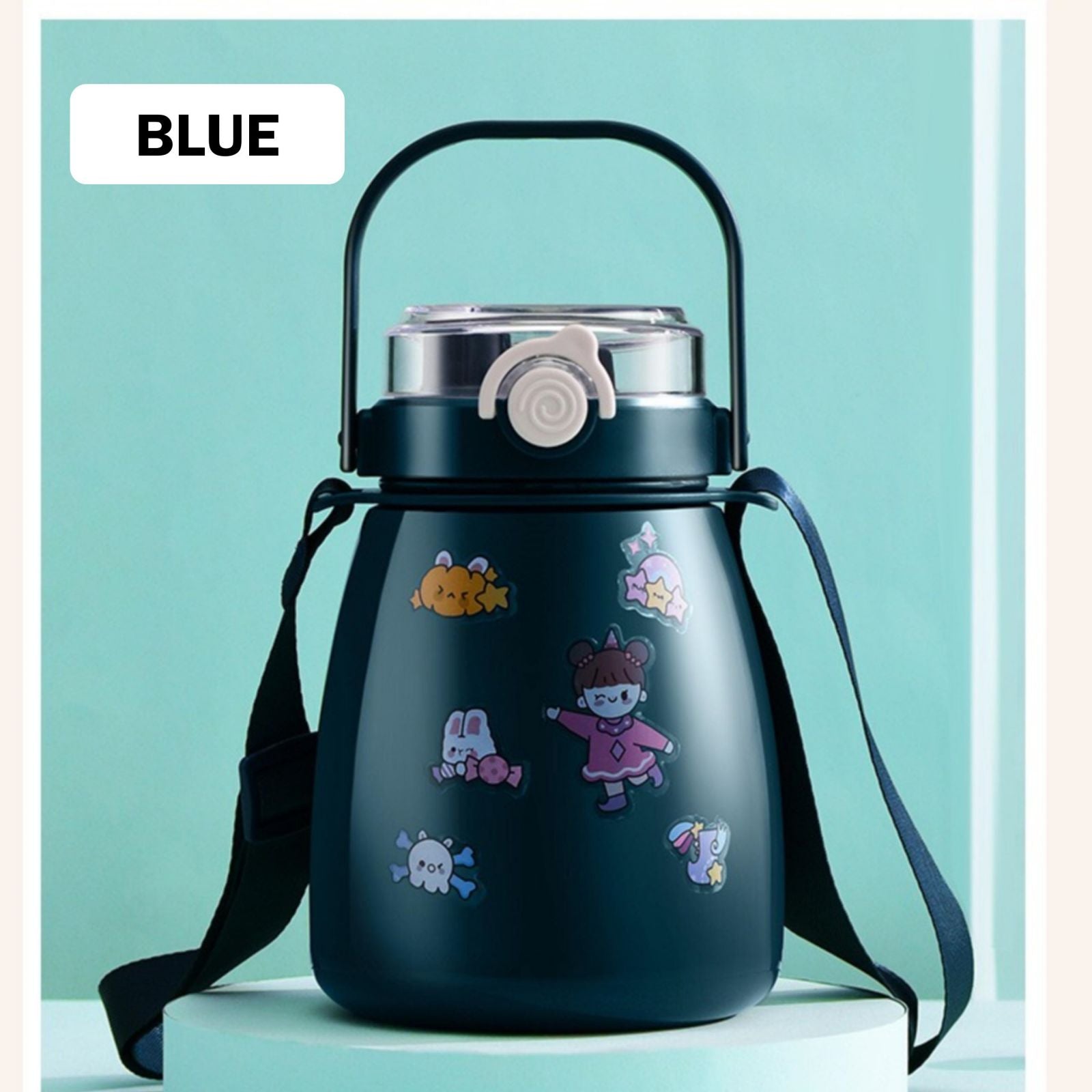 Big Belly Stainless Steel Water Bottles Leaf Proof 1000ml Large Capacity (Keep Cold and Warm)