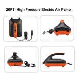20PSI High Pressure SUP Electric Air Pump Dual Stage Inflation & Deflation Function Paddle Board Pump for Inflatable SUP Boards, Boats, Kayaks