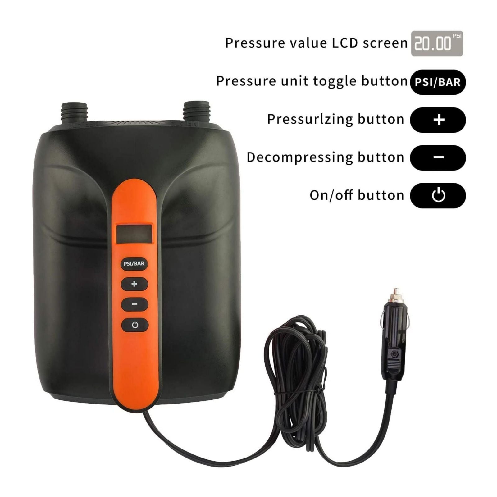 20PSI High Pressure SUP Electric Air Pump Dual Stage Inflation & Deflation Function Paddle Board Pump for Inflatable SUP Boards, Boats, Kayaks