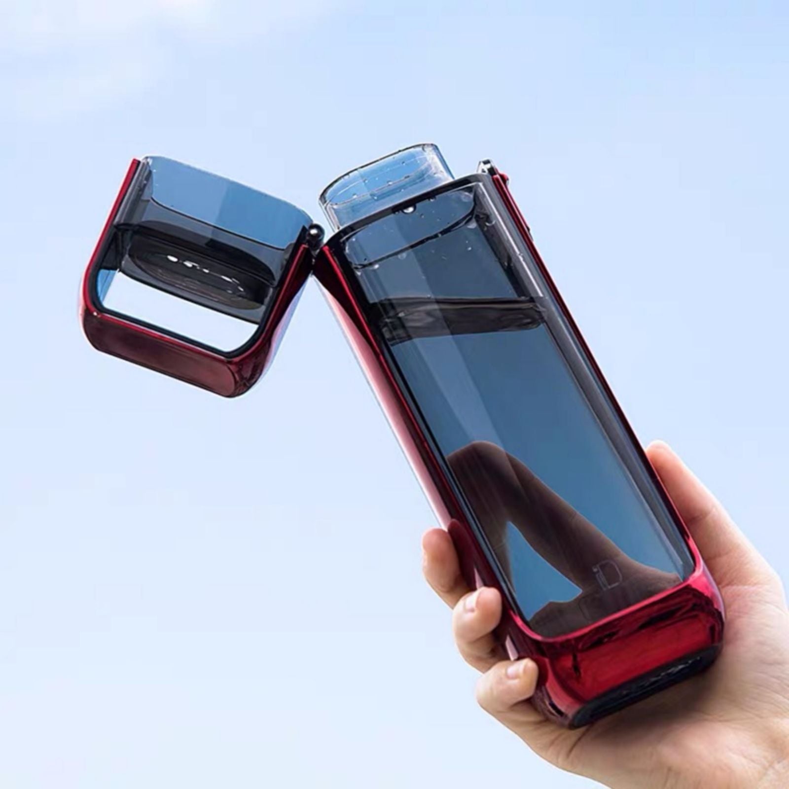 Flat Water Bottle with Integrated Handle Flip Top Leak Proof Lid Push Lock BPA Free Tritan One Click Open for Iced Water Outdoors Travel On-the-Go,12 fl oz /350ml