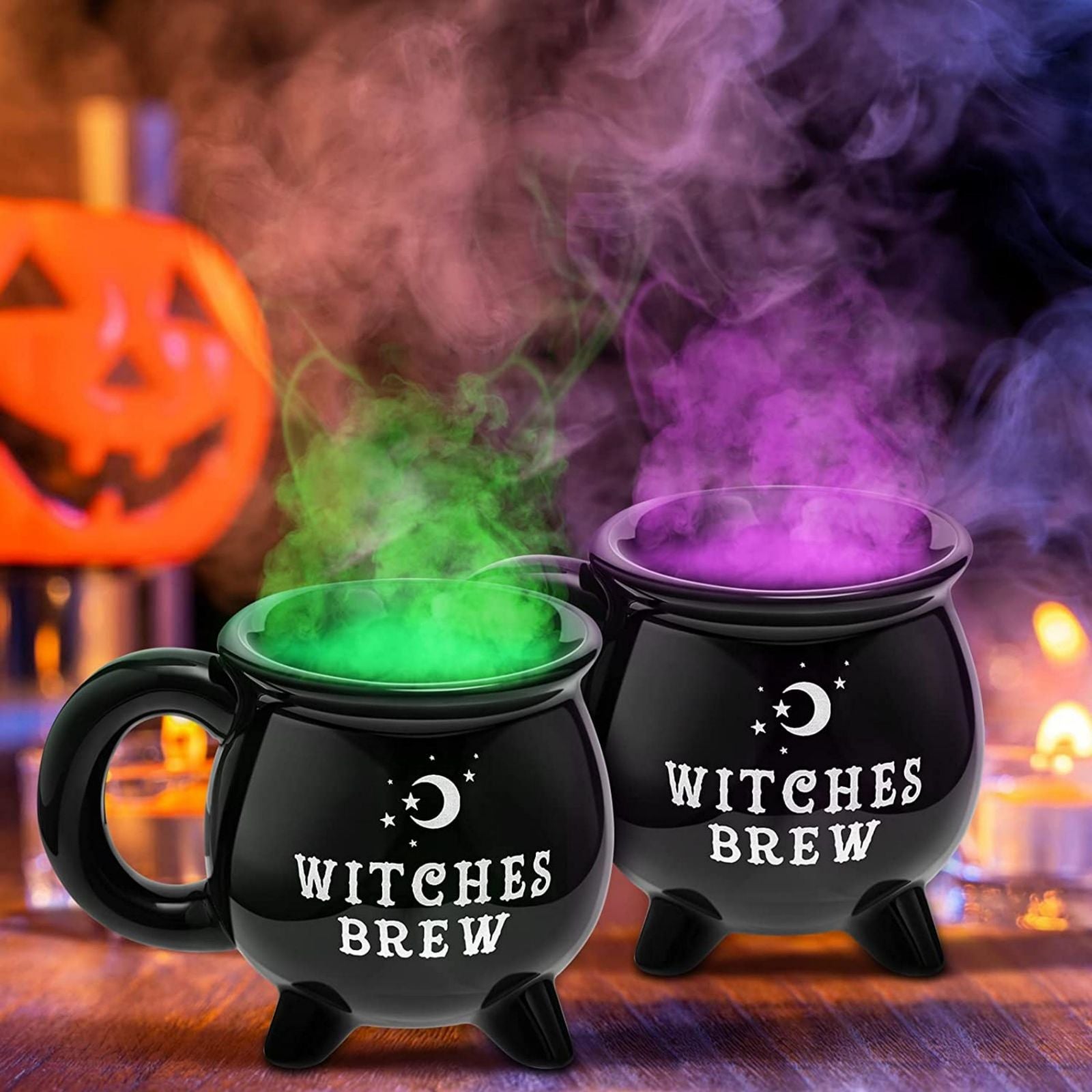 Halloween Coffee Mug Witches Brew Black Cauldron Coffee Mug Cup With Moon & Stars
