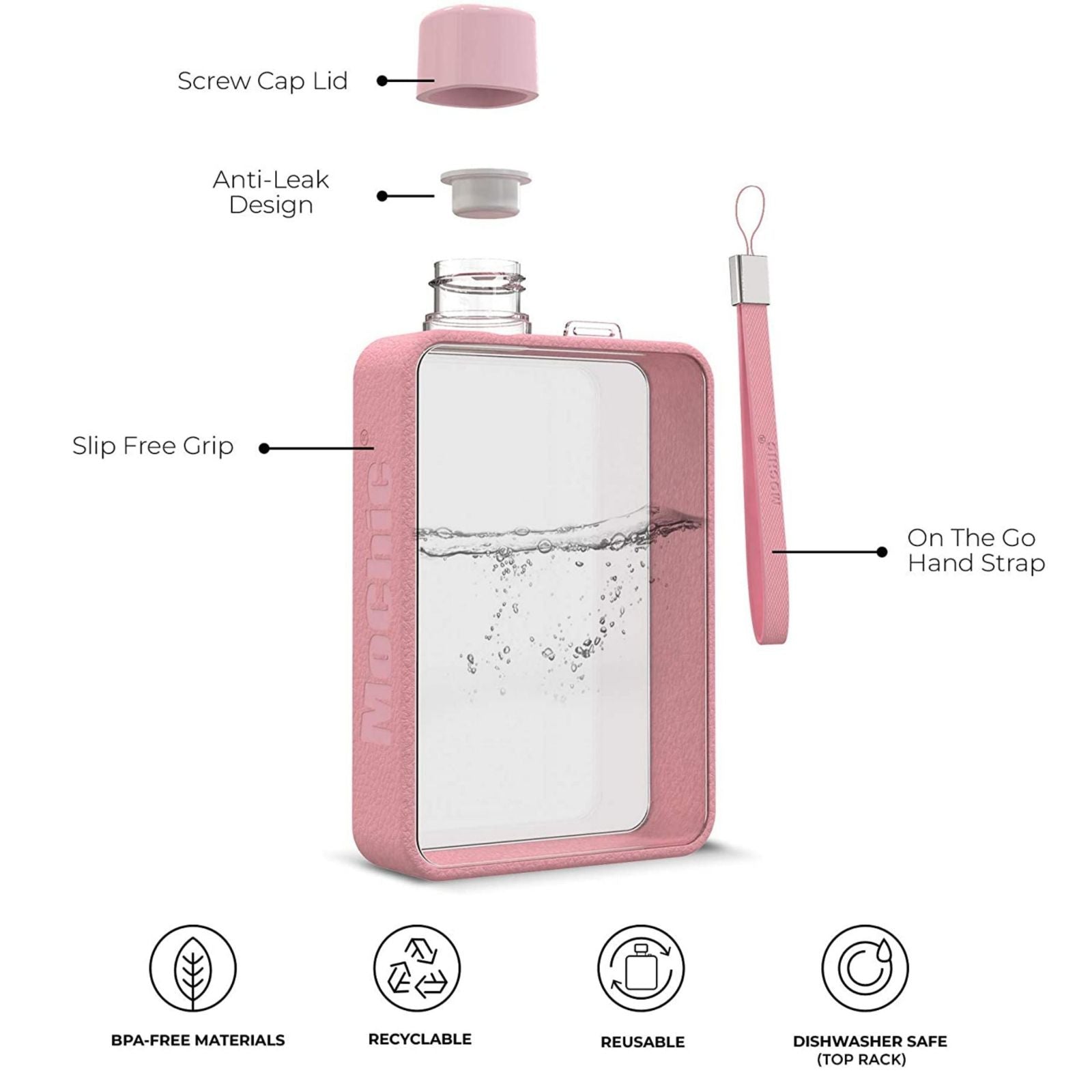 A5 Flat Water Bottle for Cold Drink/Warm Drink - BPA Free Water Bottle - Leak Proof. 380ml