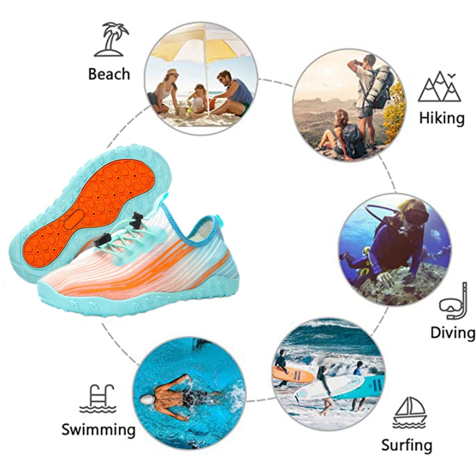 Water Shoes for Men & Women - Quick-Dry Aqua Socks Beach Swimming Shoes for Surfing Boating Drifting Hiking Yoga Cycling Water Aerobics