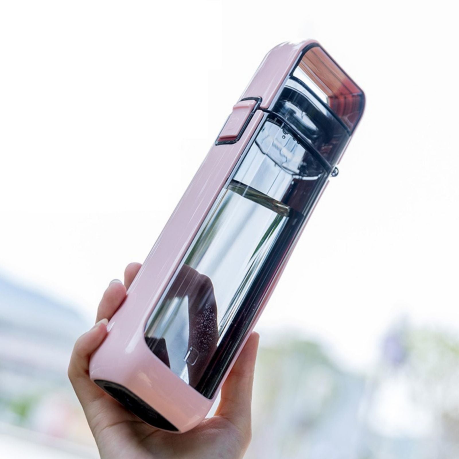 Flat Water Bottle with Integrated Handle Flip Top Leak Proof Lid Push Lock BPA Free Tritan One Click Open for Iced Water Outdoors Travel On-the-Go,12 fl oz /350ml