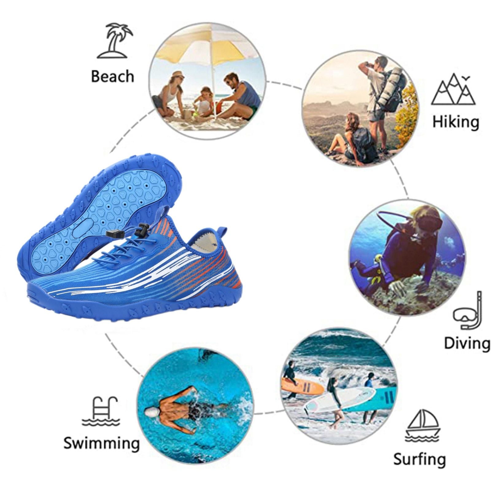 Water Shoes for Men & Women - Quick-Dry Aqua Socks Beach Swimming Shoes for Surfing Boating Drifting Hiking Yoga Cycling Water Aerobics