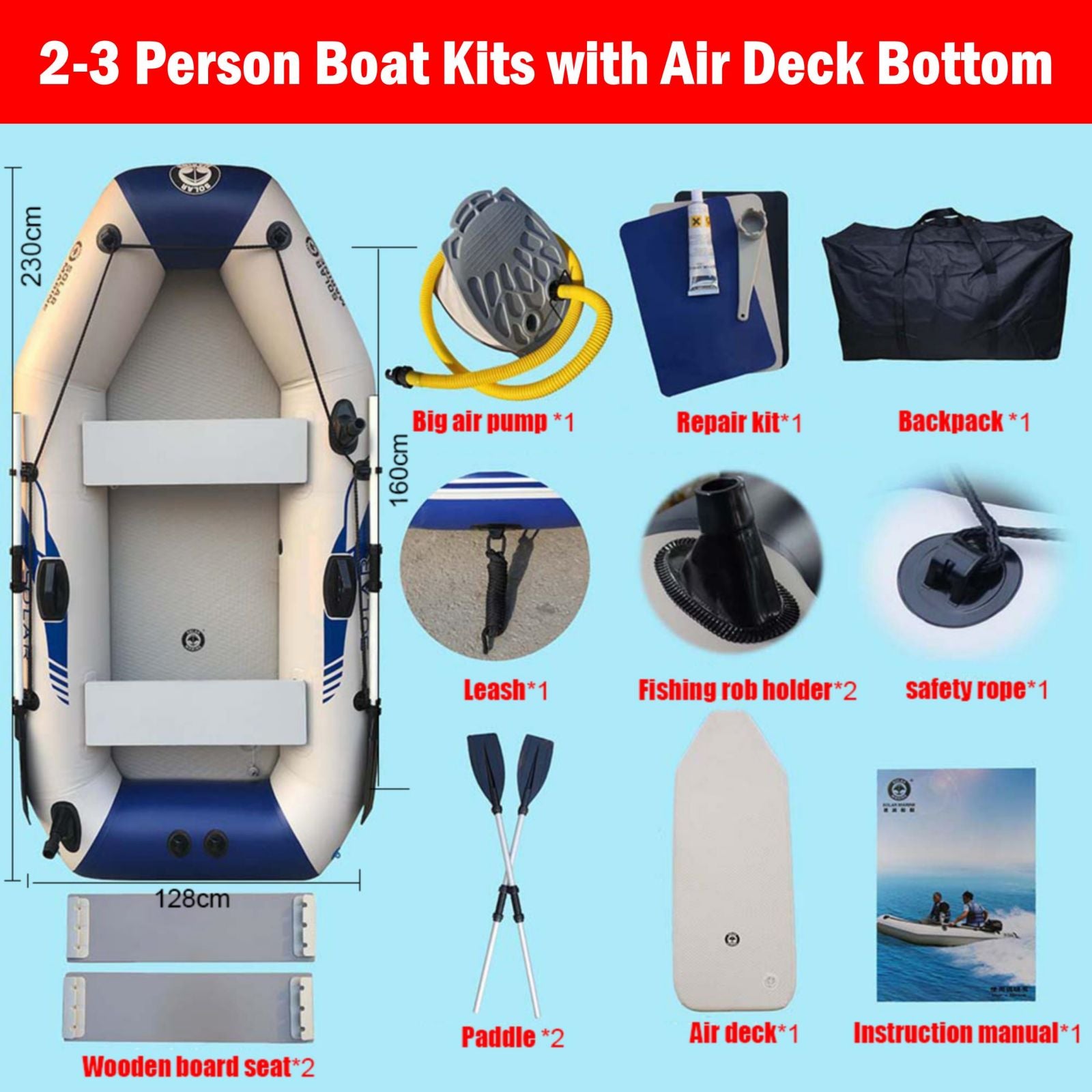 Solar Marine Inflatable Boat + 40LBS/ 66LBS/ 86LBS Electric Trolling Motor + Motor Mount 3in1 Set