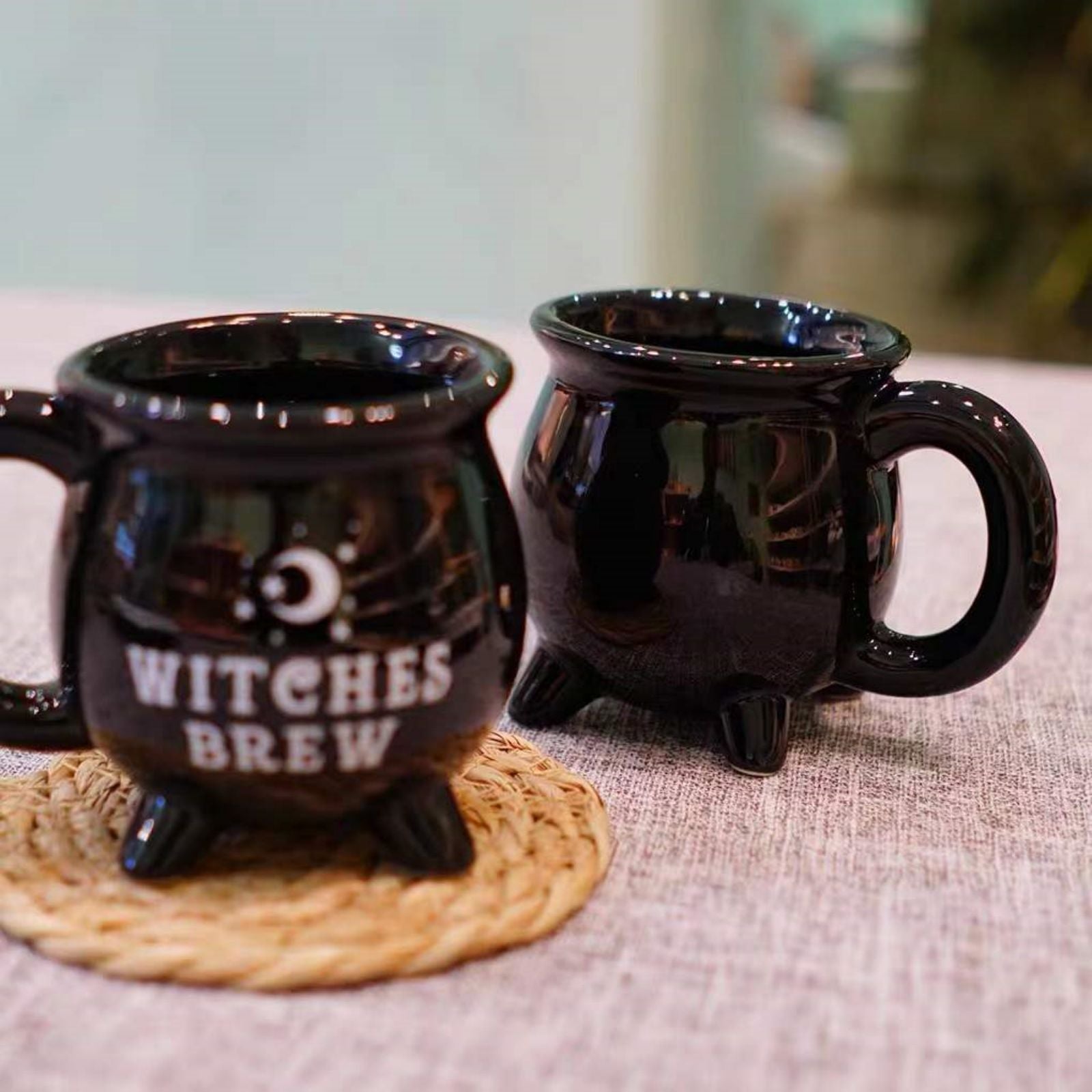 Halloween Coffee Mug Witches Brew Black Cauldron Coffee Mug Cup With Moon & Stars