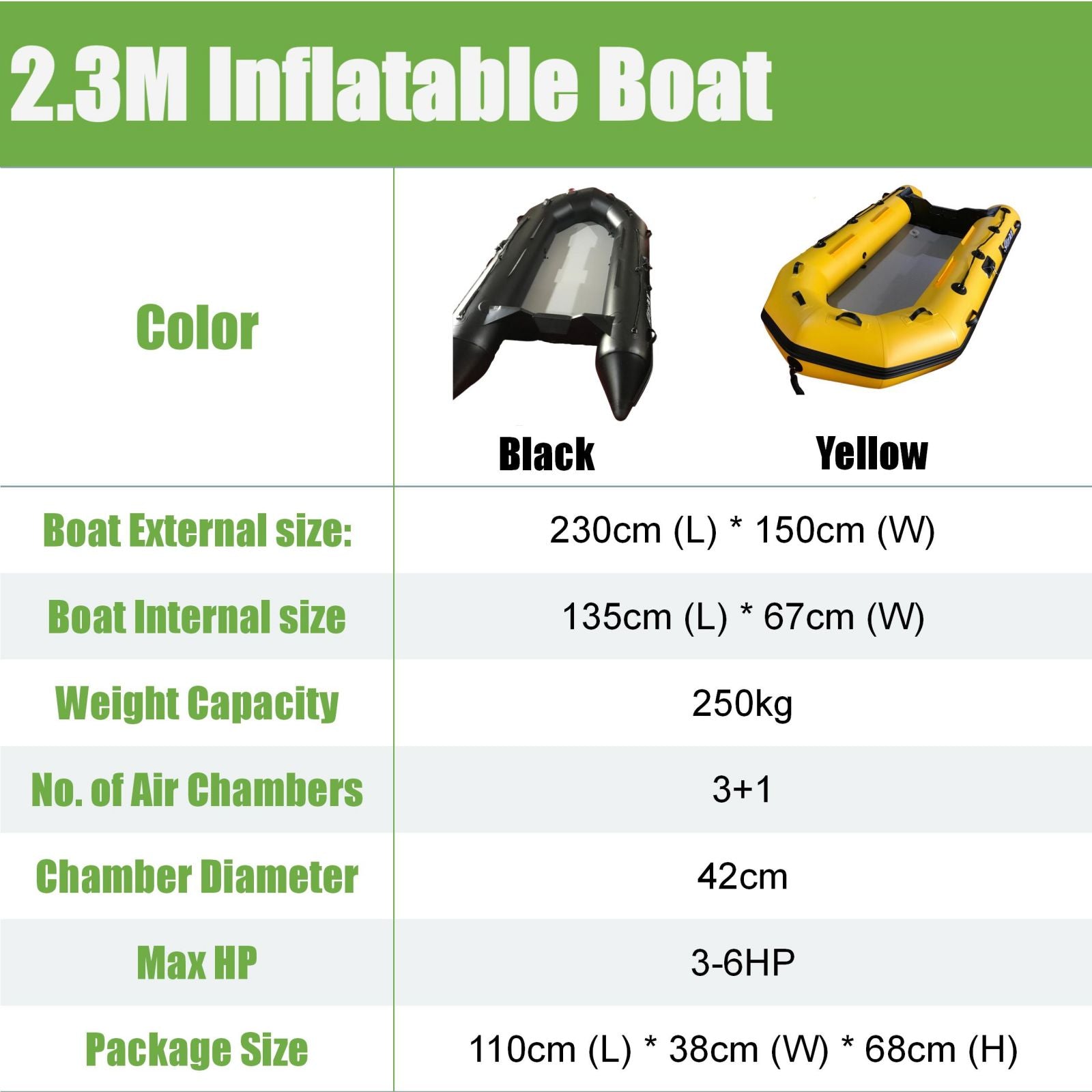 2.3M/3.0M/3.6M Inflatable Boat Dinghy Tender Pontoon Rescue & Dive Boat Fishing Boat with Hard Air-Deck Floor