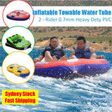 2-Rider Inflatable Towable Booster Tube with Front Tow Point Water Boating Float Tow Raft