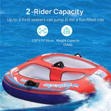 2-Rider Inflatable Towable Booster Tube with Front Tow Point Water Boating Float Tow Raft