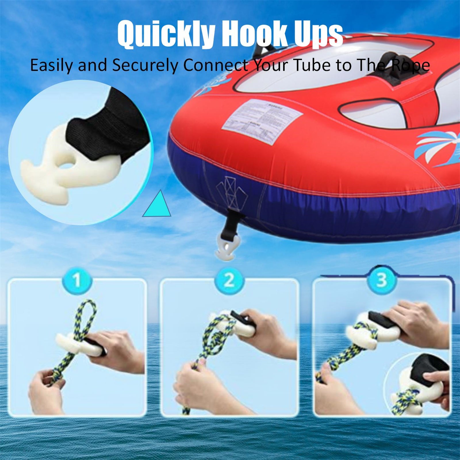 2-Rider Inflatable Towable Booster Tube with Front Tow Point Water Boating Float Tow Raft