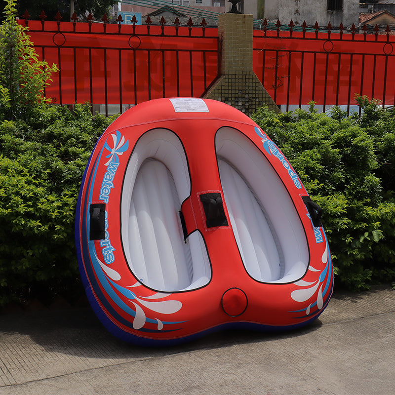 2-Rider Inflatable Towable Booster Tube with Front Tow Point Water Boating Float Tow Raft
