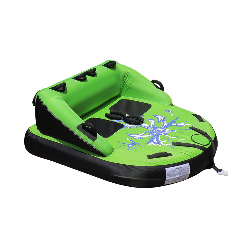 2-Rider Inflatable Towable Booster Tube with Front Tow Point Water Boating Float Tow Raft